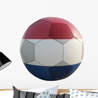 Netherland Soccer Ball White Wall Decal shown on a wall