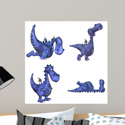 Blue Dragon Wall Stickers shown on a wall