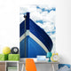 White and blue wooden boat Wall Mural