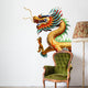 Chinese Style Dragon Statue Wall Decal