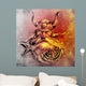 Tattoo art, sketch of a viking warrior, Illustration of an ancie Wall Mural
