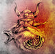 Tattoo art, sketch of a viking warrior, Illustration of an ancie Wall Mural