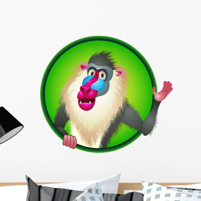 Baboon Cartoon Wall Mural shown on a wall