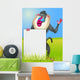 Baboon with Blank Sign Wall Mural