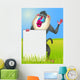 Baboon with Blank Sign Wall Mural