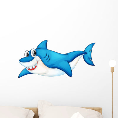 Comical Shark Illustration shown on a wall