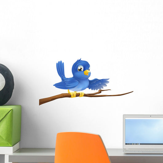 Bluebird sitting on  branch pointing Wall Decal