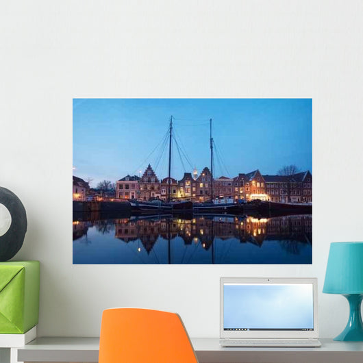 Boats and Typical Dutch Town Wall Decal