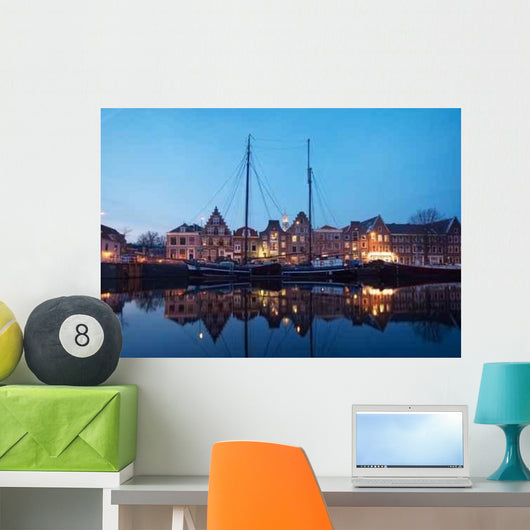 Boats and Typical Dutch Town Wall Decal