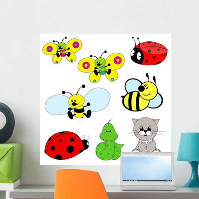 Animal Collection Wall Decal shown on a wall