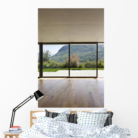 Modern Concrete House with Wall Mural