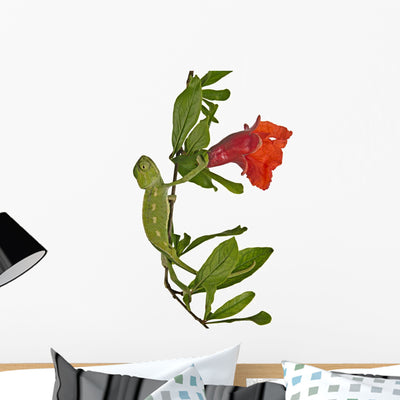 Chameleon and Flower Wall Decal shown on a wall
