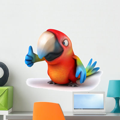 CG Parrot Giving Thumbs Up Wall Decal shown on a wall
