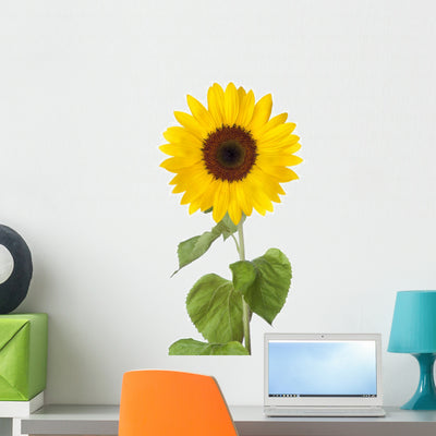 Vibrant Yellow Sunflower Wall Decal for Nursery or Living Room shown on a wall