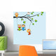 Happy Cartoon Kids on a Tree Swing Wall Decal