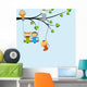 Happy Cartoon Kids on a Tree Swing Wall Decal