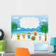 Happy Cartoon Kids at the Beach Wall Decal