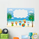 Happy Cartoon Kids at the Beach Wall Decal