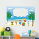 Happy Cartoon Kids at the Beach Wall Decal