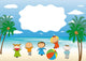 Happy Cartoon Kids at the Beach Wall Decal