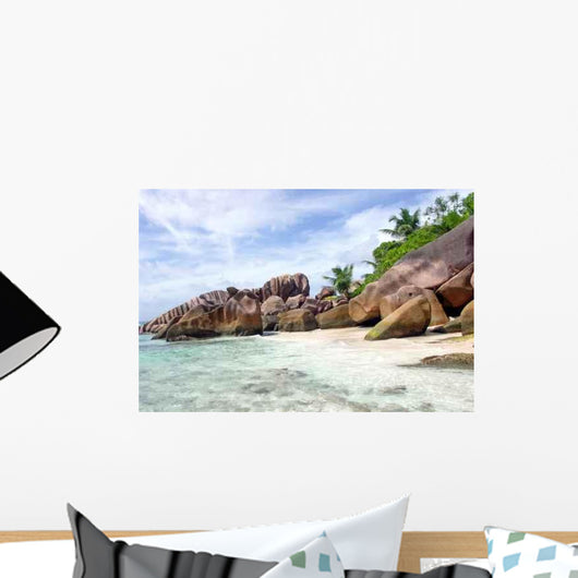 Strand Seychellen Beach and Rocks Wall Decal