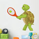 Funny Turtle Tennis Player Wall Decal