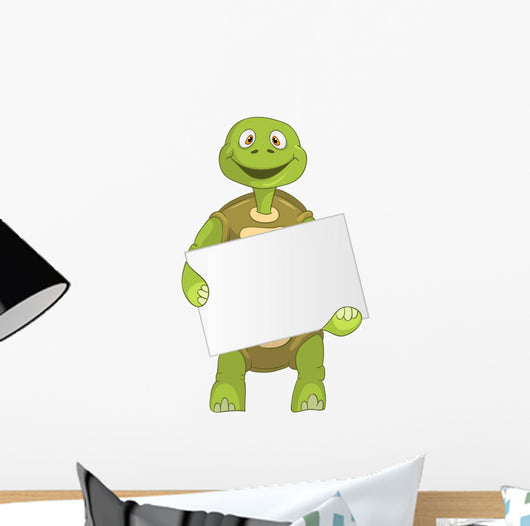 Funny Turtle Holding Box Wall Decal