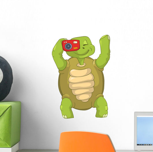 Funny Turtle Tourist Photographer Wall Decal