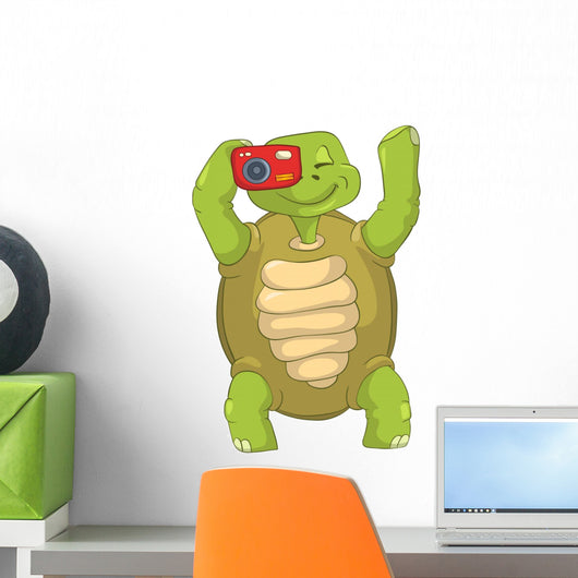Funny Turtle Tourist Photographer Wall Decal