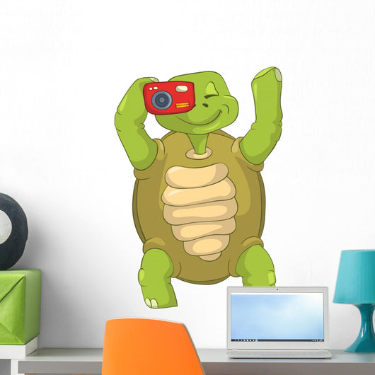 Funny Turtle Tourist Photographer Wall Decal