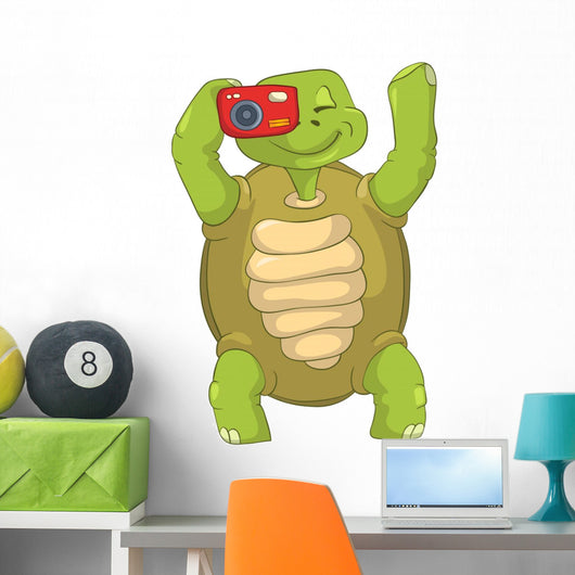 Funny Turtle Tourist Photographer Wall Decal