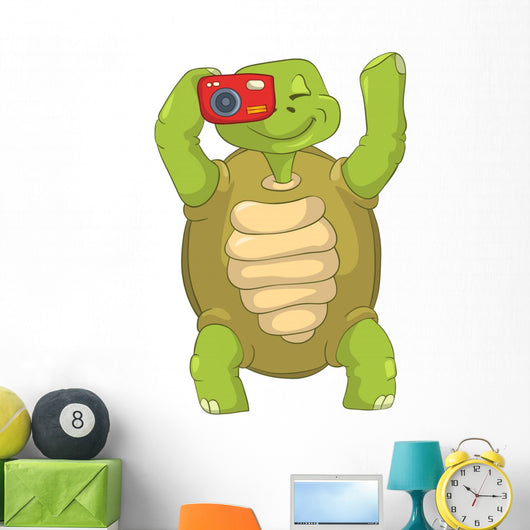 Funny Turtle Tourist Photographer Wall Decal