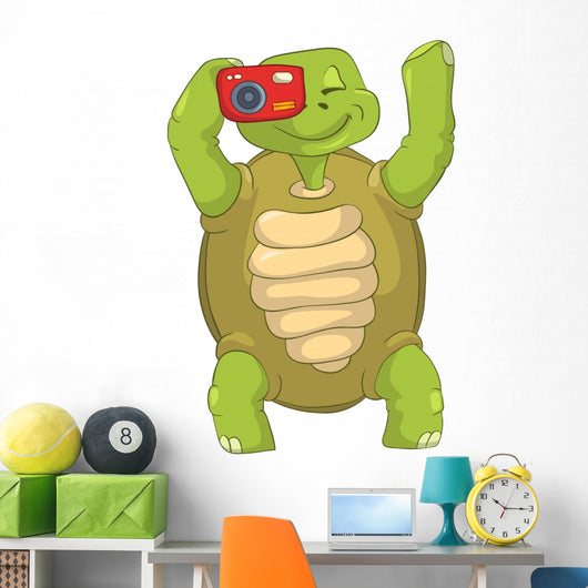 Funny Turtle Tourist Photographer Wall Decal