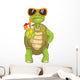 Funny Turtle Drinking Cocktail Wall Decal