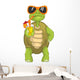 Funny Turtle Drinking Cocktail Wall Decal