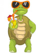 Funny Turtle Drinking Cocktail Wall Decal