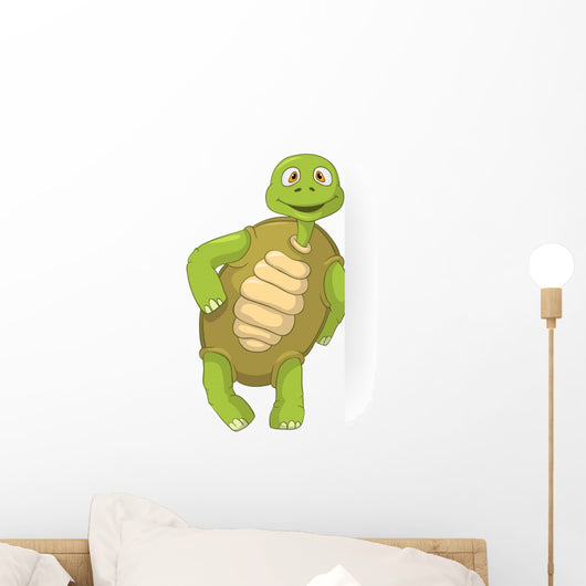 Funny Cartoon Turtle Leaning Wall Decal