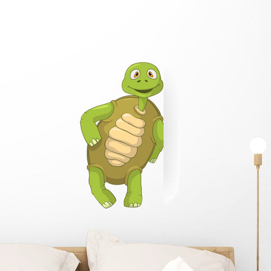 Funny Cartoon Turtle Leaning Wall Decal