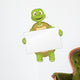 Funny Cartoon Turtle Holding Sign Wall Decal