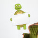 Funny Cartoon Turtle Holding Sign Wall Decal