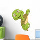 Funny Cartoon Turtle Peaking Around Corner Wall Decal