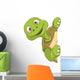 Funny Cartoon Turtle Peaking Around Corner Wall Decal