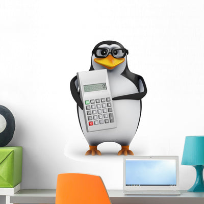 3D Penguin Glasses Holds Wall Decal shown on a wall