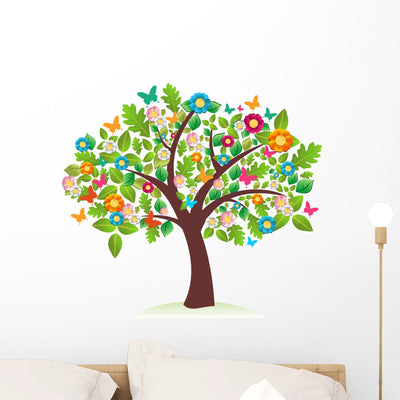 Abstract Spring Time Tree Wall Decal shown on a wall