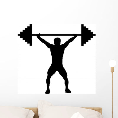 Weightlifting Silhouette Wall Decal shown on a wall