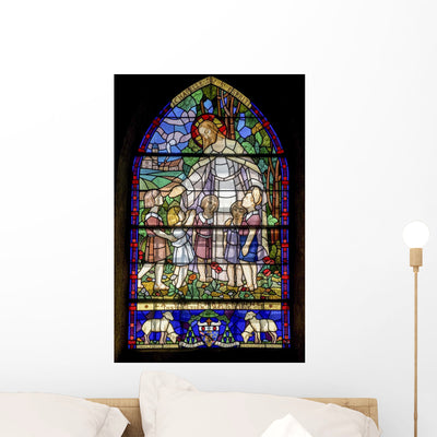 Pont-de-beauvoisin Stained Glass 6 Wall Decal shown on a wall
