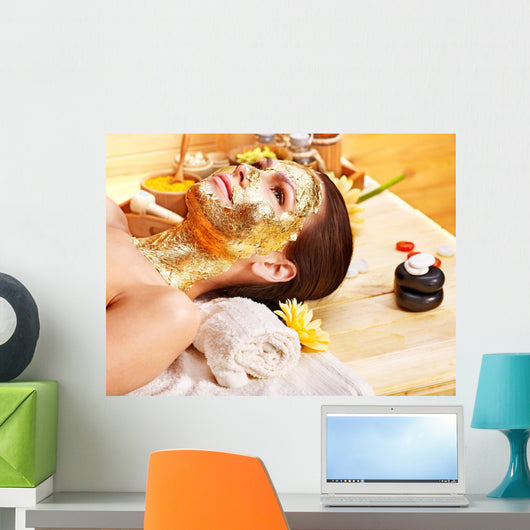 Woman Lying Down Getting Facial Mask Wall Decal