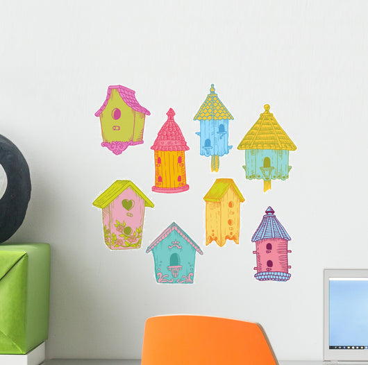 Colorful Bird Houses Wall Decal