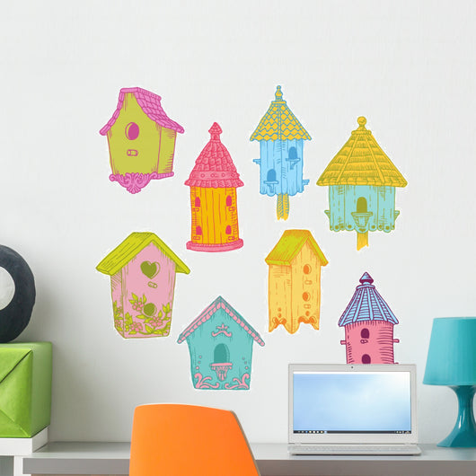 Colorful Bird Houses Wall Decal