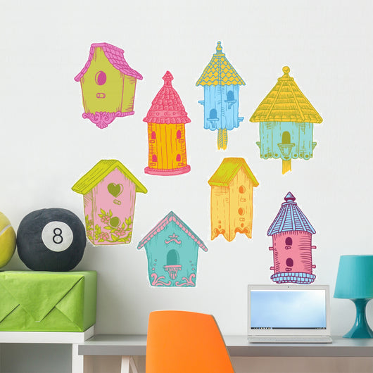 Colorful Bird Houses Wall Decal